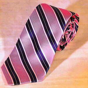 Nautica Men's Necktie Pink with Navy Stripes